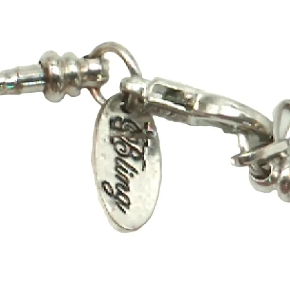 Bling Silver-tone & Red Beaded Charm Slider Bracelet on Snake Chain NWOT